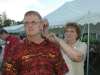 Bob Johnston & Marcia (Larson) Googleman getting revenge by putting a worm down his shirt