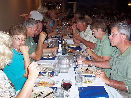 Class of '67 eat and visit at the Holdrege Country club.