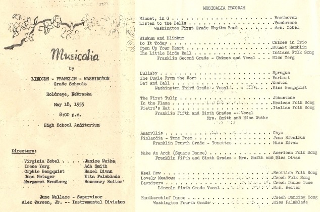 Musicalia Program 1955 Page 1 and 2