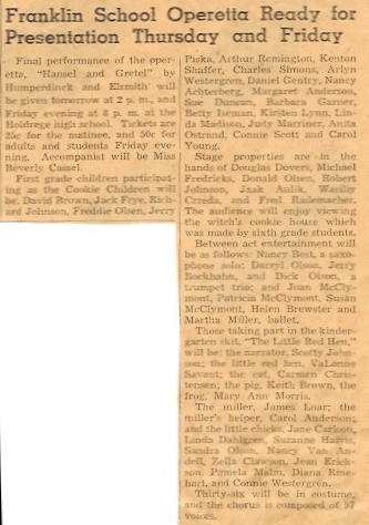 Franklin School Operetta Daily Citizen 1953
